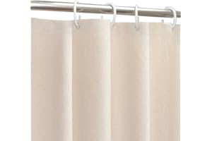 YISURE Zasłona prysznicowa o wyglądzie lnu, beżowa, tekstylna zasłona kąpielowa, materiał do dużych obciążeń, wodoszczelna, szerokość 200 x wysokość 220 cm