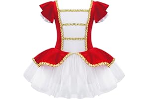 iEFiEL Costume Domatrice Circo Bambina Body da Danza Classica Ginnastica Ritmica in Seta Vestito Tutu da Balletto Pattinaggio Manica Corta Abiti Principessa Ballerina
