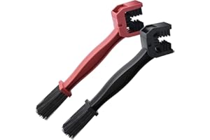 MGIA TECH Bike Motorcycle Chain Cleaner Brush Kit, 3 IN 1 Durable Bicycle Chain Gears Maintenance Cleaning Brush for All Type Chain Gears set of 2 RED&Black Brushes