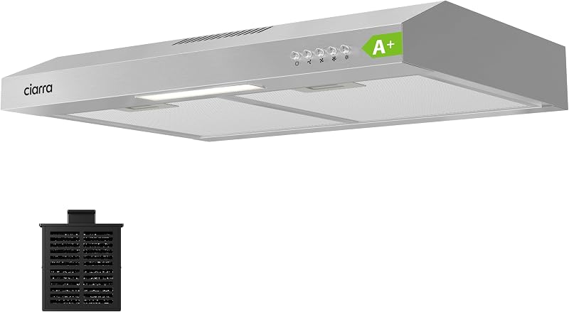 CIARRA AWS6903D 60cm Visor Cooker Hood Undercabinet Hoods Wall Mounted Kitchen Extractor Fan 600mm Top Vented Range Hood