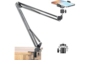 YIYANT Overhead Stativ für Kamera Webcam Ringlicht, Webcam Halterung Kamerahalterung Handy Gelenkarmhalterung für iPhone mit Telefonhalterung, Tischstativ-Zubehör für Telefon-Videoaufzeichnung Live-Stream