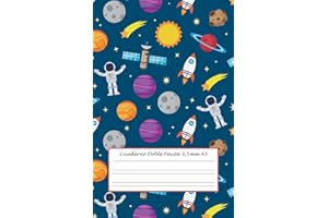 Cuaderno Doble Pauta 3,5 mm a5: cuaderno doble raya niños - cuaderno doble línea sin espiral a5 - 50 hojas - 100 páginas - libreta infantil pequeña - ... a5 - libreta a5 rayas tapa blanda - cohetes
