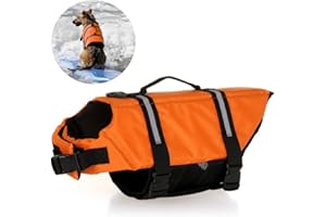 Jayboson Vetement Chien Gilet de Sauvetage, Buoyancy Aid Double Fastening Pet Dog Life Jacket with Velcro and Adjustable Buckle, Dog Floatation Vest,Pet Reflective Saver Preserver Life Vest (Size M)