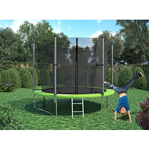 XL Trampolin Gartentrampolin Komplettset Netz innenliegend Leiter Erdanker Spanngurte Abdeckung 3,05m - 5