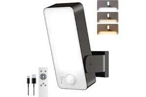 FULNIX Motion Sensor Light Outdoor, 10000mAh Rechargeable 600 Lumen Battery Powered Outdoor Light with 3 Modes, 3 Colors, IP65 Waterproof LED Security Light for Garden, Garage (Black, 1 Pack)