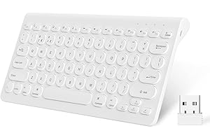 aMZCaSE Wireless Bluetooth Keyboard,2.4G Portable USB Wireless Keyboard, Rechargeable Dual Mode(Bluetooth and 2.4G Wireless) Keyboard for Laptop, PC, Mac OS, Android, Windows(White)