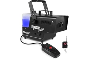 BeamZ RAGE1000 Nebelmaschine mit Lichteffekt, 1000 Watt, Fogger, Rauchmaschine, Fog Machine, Funkfernbedienung, Timer DMX, 2 Liter Tank, Disco Partynebel für DJs auf Veranstaltungen