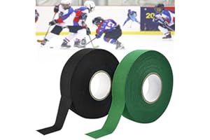 DURANTEY 2 Rollos Cinta de Hockey Autoadhesivas Cinta para Palo de Hockey Cinta para Raqueta Antideslizante Cinta de Tela para Hockey para Agarre de Bádminton/Ping Pong - Verde y Negro, 2.5cm*25m