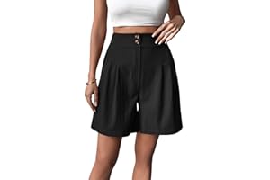 GORGLITTER Bermudas para mujer, pantalones cortos de verano, pierna ancha, pantalones cortos, informales, con bolsillos