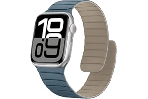 Sixmoat Magnetic Silicone Straps Compatible with Apple Watch 42mm(Series 10) 41mm 40mm 38mm, Soft Sport Wristband for Men Women Compatible with iWatch Ultra SE Series 10 9 8 7 6 5 4 3, Dune-Cloud Blue