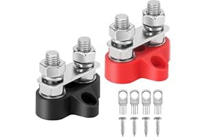 PAIRIER M8 5/16 inch Connection Bolts Battery Terminal Blocks Insulated Power Distribution Block High Performance Dual Terminal Stud for Truck, Car, Motorhome, Boat