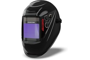 START PRO PROFESSIONAL TOOLS StartPro Schweißerhelm mit automatischer Verdunkelung, großes Sichtfeld, Echtfarbe, großer Schattenbereich DIN 4/5-9/9-13, 4 Lichtbogensensoren, WIG, STIK, MIG, CUT, SAW, Schleifmodus (Schwarz)