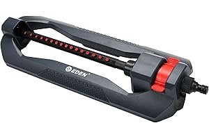 EDEN ED17169 Lawn & Garden Essential Oscillating Water Sprinkler For Yard 16 Nozzles, Covers up to 3,600 sq. ft