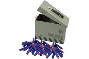 Tactipro Refill foam darts compatible with Nerf guns. Includes a tactical toy box Survival storage for Nerf Bullets, other nerf accessories Army Toys or as an awesome tin lunch box for kids. 40 Darts