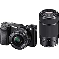 (Renewed) Sony Alpha ILCE-6100Y 24.2 MP Mirrorless Digital SLR Camera with 16-50 mm and 55-210 mm Zoom Lenses (APS-C Sensor, Fast Auto Focus, Real-time Eye AF, Real-time Tracking, Vlogging & Tiltable Screen)