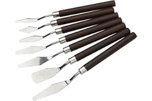 LOOKKA 7-Piece Painting Knife Set, Stainless Steel Painting Knives,Smooth edgewooden Handle for – Hybrid Spatula for Acrylics and Oils, Watercolors – Great for Artists and Beginners