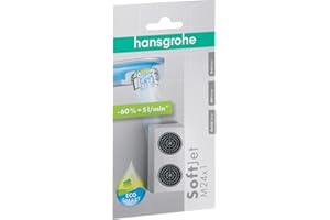 hansgrohe wassersparender Luftsprudler Wasserhahn, mit Durchflussbegrenzer 5 l/min, 2 Stück, M24x1, Strahlregler, Perlator für Wasserhähne, 13182000