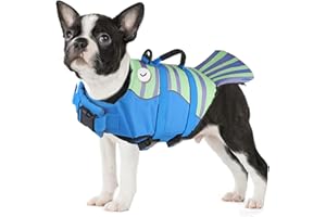DMSELL Dog Life Jacket XS, Adjustable Dog Life Jackets with Rescue Handle, Ripstop Dog Life Vest for Swimming Beach Boating