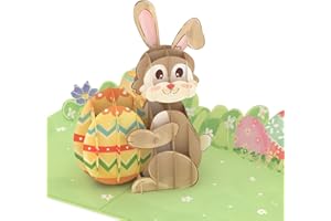 papercrush® Biglietto pop up Coniglietto pasquale con uovo di Pasqua colorato - Divertente biglietto d'auguri 3D come buono regalo per bambini (bambino o bambina), donne (mamma, zia, nonna) e uomini