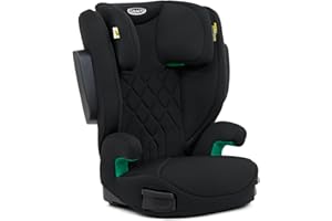 Graco EverSure™ i-Size R129 fotelik samochodowy, ok. 3,5 do 12 lat (100 do 150 cm), podwyższenie fotelika dziecięcego, podłokietniki i zagłówek z regulacją wysokości, lekkie, czarne, czarne