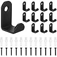 12 Pcs Black Coat Hooks Wall Mounted, Black Wall Hooks for Hanging Coats, Small Heavy Duty Black Hooks for Home Bathroom Kitchen Outdoor Door Hooks Clothes Hat Robe Towels Keys Bags Storage Hooks