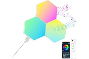 KIMIMARA Panneau LED Hexagonal Gaming Murale Lampe - 3 Pcs Smart Deco Music Sync Modulaires RGB Lights App Télécommande - Gaming Setup Hexagone Appliques Murales