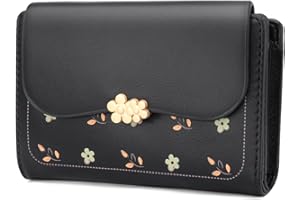 REETEE Portafoglio Donna Piccolo,Portafoglio in Pelle PU Slim Formato Corto Portafogli da Donna con Cerniera Portamonete e 10 Porta Credito Carte (nero)