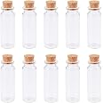 10 Fioles En Verre 20ml Avec Bouchon Liège - Mini Bouteilles Pour Créations