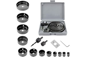 Greensen Zestaw otwornic, 16 sztuk, do drewna, do cięcia beczek, płyt gipsowo-kartonowych, okrągłe wiertło, zęby poddane obróbce cieplnej, odporne na zużycie, do drewna, tworzywa sztucznego, płyt