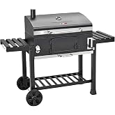 CosmoGrill Outdoor XXL Smoker Barbecue Charcoal Portable BBQ Grill with Lid, Adjustable Charcoal Pan, Warming Rack & Built-in