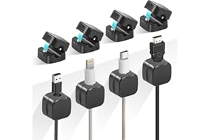 ECOSEAO Clip per Cavi, 8 Pezzi Ferma Cavi Adesivi, Magnetico Fermacavo Scrivania, Clip per Organizer per Cavi, Portacavi Magnetico Cable Organizer per Muri, Comodini, Porta Cavi per Ufficio, Auto