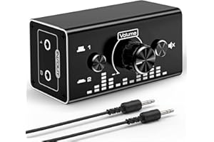 Tendak Bi-Directional Jack Audio Switch Selector 2 w 1 Out / 1 In 2 Out, analogowy, bezgłośny przełącznik audio stereo z regulacją głośności, rozdzielacz dźwięku, rozdzielacz do głośników, słuchawek,