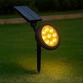 18W G&uuml;neş Enerjili Bah&ccedil;e Armat&uuml;r&uuml; &ndash; 9 LED 3200K G&uuml;nışığı, IP65 Su Ge&ccedil;irmez Solar Spot Lamba, 200 L&uuml;men, Kazıklı veya Duvara M