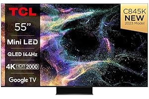 TCL 55C845K 55" 4K Ultra HD Mini LED QLED C84K HDR Android Smart TV (Google Assistant, Google TV, Dolby Atmos, 144Hz Motion Clarity Pro, 2.1 Onkyo Sound System) (55")