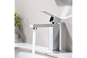 BUNTHAUS Rubinetto Lavabo Monoleva Cromo Miscelatore Monocomando per Bagno con Altezza del Beccuccio di 110 MM con Aeratore Anticalcare e Cartuccia Ceramica, Design Moderno, Senza Piombo