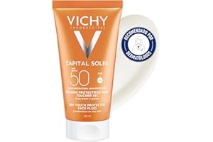 Vichy Crema Protectora de Tacto Seco Para Rostro, Antibrillos, Apta Para Piel Mixta y Grasa Fotoprotección Spf50+ Contra Rayos Uvb y Uva, Capital Soleil, 50 ml