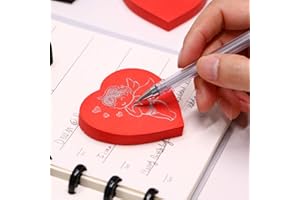 EAGLE Lot de 100 feuilles de notes autocollantes en forme de cœur – Super adhésives – Idéal pour les listes de choses à faire, les mémos – Parfait pour le bureau, l'école et la maison (rouge)