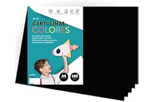 Carton Couleur, Carton A4 Couleurs Intenses, Feuilles Couleur 180gr pour Bricolage, Imprimez vos Documents et Créations Créatives, Feuilles Couleur A4 m-office (10 feuilles, noir)