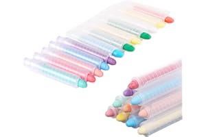 IHMEIJU 12pcs Dustless Chalk for Kids, Colored Sidewalk Chalk with Holder, Color twistable Chalk Washable Chalkboard Chalk Kids' Drawing Chalks for Blackboard Toddler Children Drawing Writing.