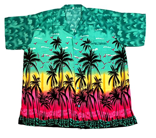 Camisa hawaiana para hombre, diseño de palmeras, para la playa, fiest