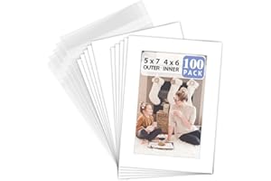 Golden State Art Passepartout, 12,7 x 17,8 cm, Weiß, mit weißem Kern, Schrägschnitt für 10,2 x 15,2 cm, 100 Stück