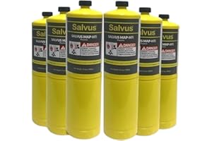 INTERGAS Salvus MAP-HTi Propylene Gas Cylinder – 400g High Purity >99.5% MAPP Gas – Hotter Flame Torch Fuel – CGA600 Torch Heads Compatible – Plumbing, Brazing, Welding & Soldering – Pack of 2