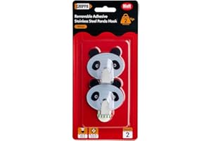 GRIPPA Self Adheisve Stainless Steel Panda Hooks, Removable Sticky Hooks, Holds Up to 2kg - White Pack of 2