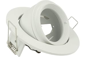 Projecteur LED LEDLUX Snooker GU10 MR16 encastré réglable à 90 degrés rond avec anneau trou de 90mm avec éclairage asymétrique (Blanc)