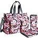 My Share Mall Original Floral Designer Diaper Tote Bags(Rose Red)