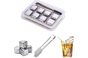 BFYHVP 8-Teilige Eiswürfel, Eiswürfel Wiederverwendbar, Edelstahl Eiswürfel, Eiswürfel Edelstahl, Wiederverwendbare Eiswürfel, Ice Cube Tray, Kühlsteine Für Getränke, Eiswürfel Steine