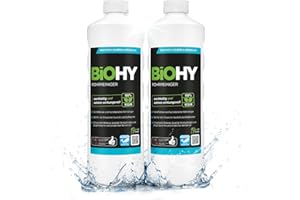 BiOHY Detergente per tubi (2 bottiglie da 1l) | Liquido, altamente concentrato per lo scarico | Inodore | Per tutti gli intasamenti (Rohrreiniger)