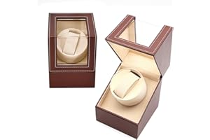 XiaoMuTongABC Automatische Uhrenbeweger Box, luxuriöser Uhrenwender mit leisem Motor für Automatische Uhr, Single PU Leder Uhrenbeweger Kollektor Vitrine Uhrengehäuse, Batteriebetrieb oder Netzteil