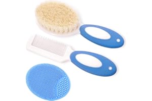 MR LION Baby haarbürste und Kamm Set für Neugeborene & Kleinkinder | Natürliche Weiche Ziegenborsten | Ideal für Cradle Cap | Geschenk zur Baby registrierung (Blau)