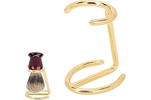 ZBJBinCH Shaving Brush Holder,Deluxe Shaving Stand Shaving Razor and Brush Stand for Safety Razor Stand Place manual shaving foam brush Stainless Steel （Golden,Without Brush）